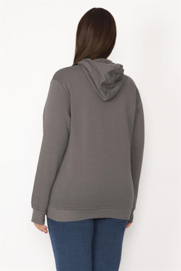 Women's Smoked Inside Raised 3 Thread Kangaroo Pocket Hooded Sweatshirt 65N29644