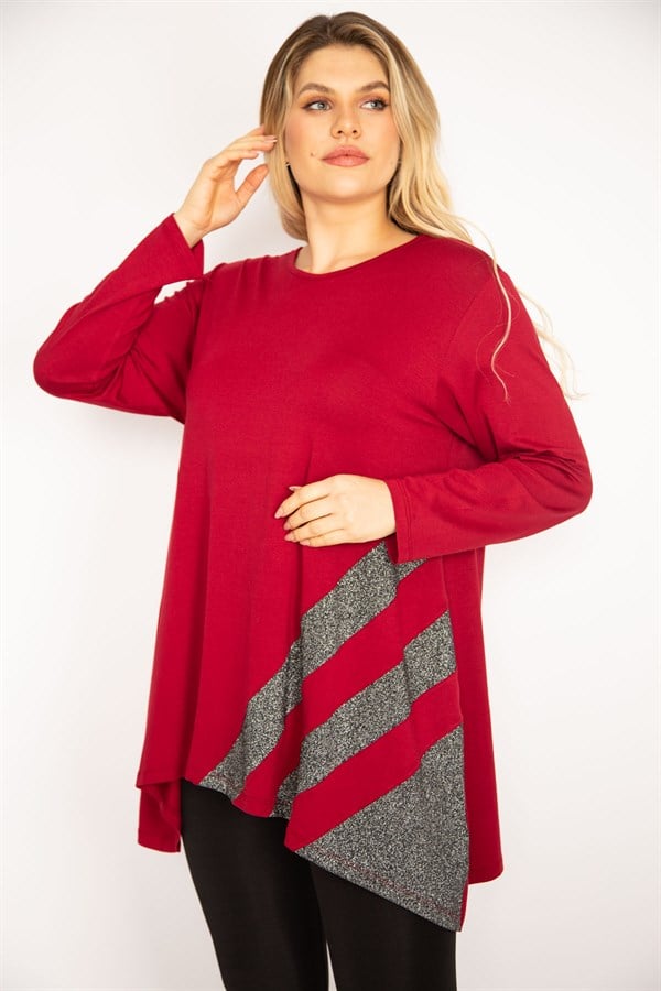 Kadın Bordo Sim Detaylı Tunik 65N35186