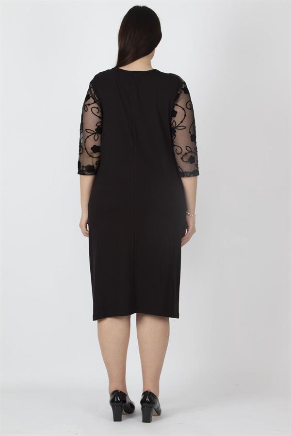 Kadın Siyah Dantel Detaylı Elbise 65N16218