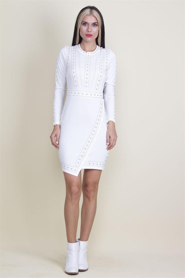 KADIN KEMİK ÖN VE KOLLAR TAŞ İŞLİ ELBİSE