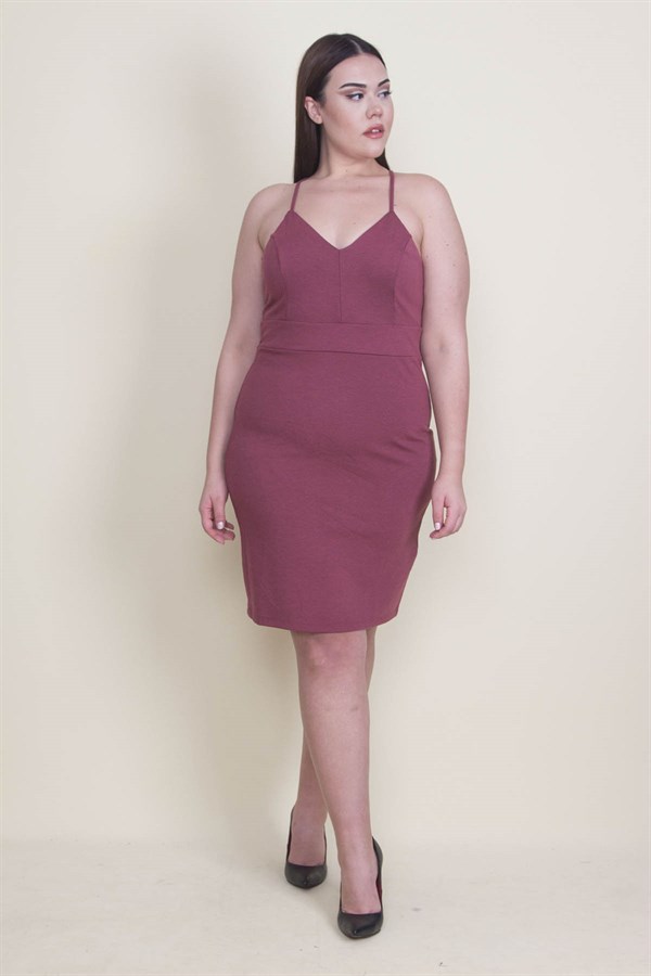 KADIN BORDOASKILI SIRT DANTEL DETAYLI ELBİSE