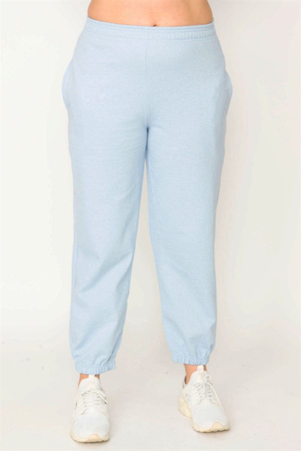 Kadın Gri Pamuklu Kumaş İçi Şardon Paça Ve Bel Lastikli Cep Detaylı Eşofman Alt  65N30436