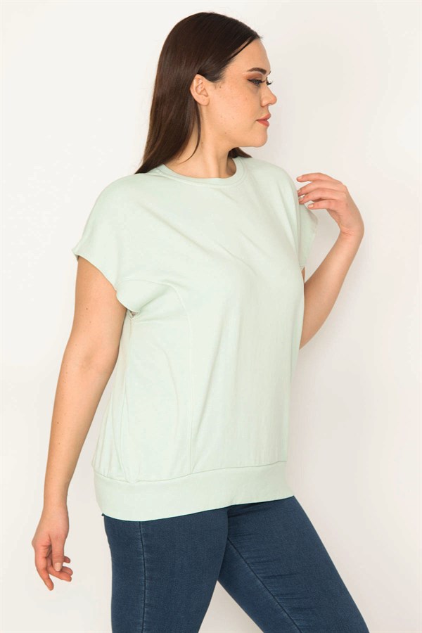 Kadın Yeşil Kup Detaylı Ribanalı Kolsuz Sweatshirt 65N31445