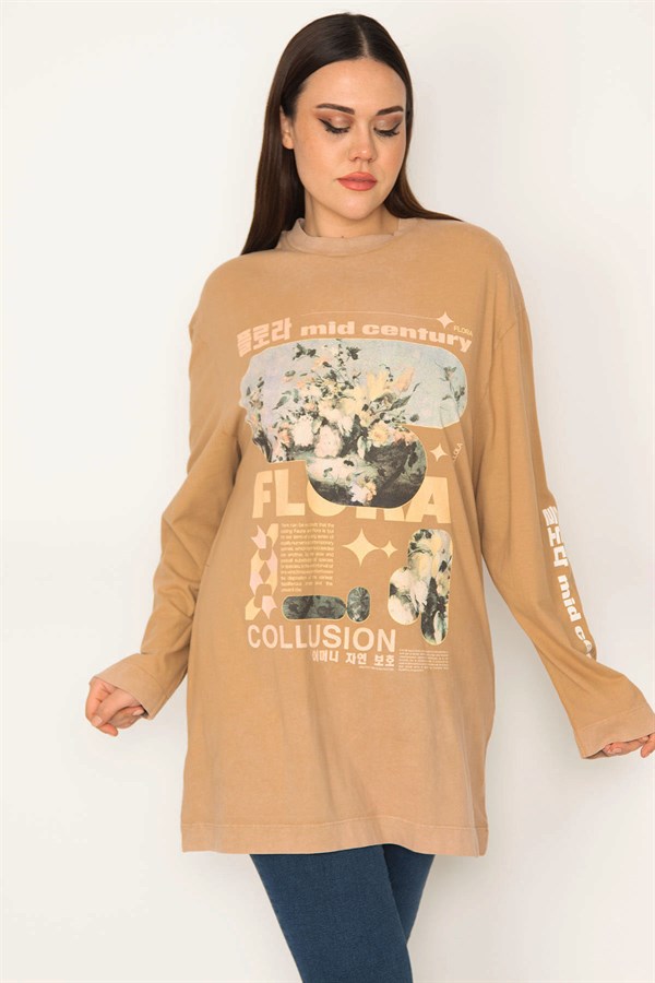 SWEAT-SHIRT IMPRIMÉ BEIGE POUR FEMME