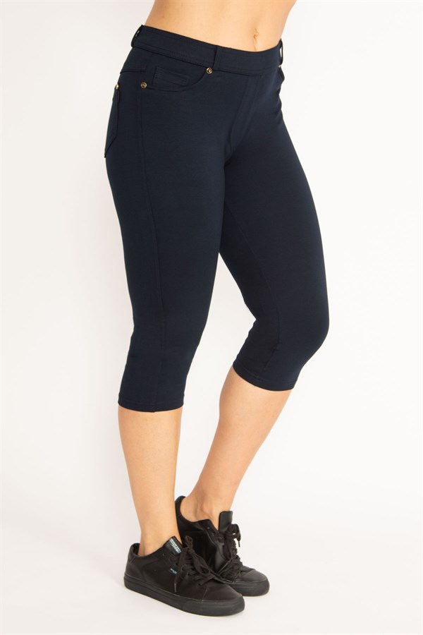 Kadın Lacivert Ön Süs Ve Arka Cepli Tayt  65N34639