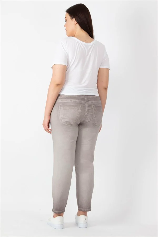 Kadın Taş Batik Yıkama Efektli Aplike Nakışlı Kapri