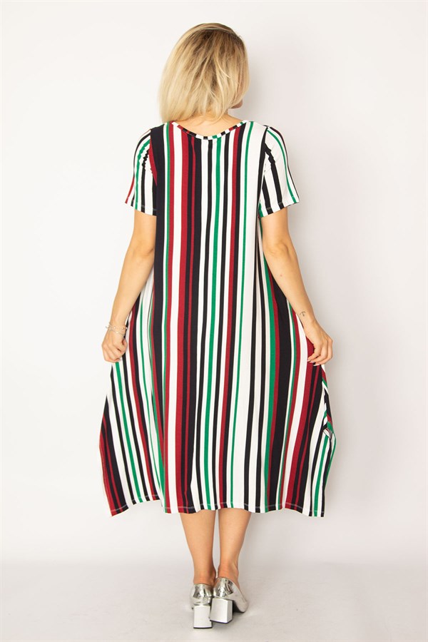 Kadın Renkli Yan Yırtmaçlı Renkli Uzun Elbise 65N34267