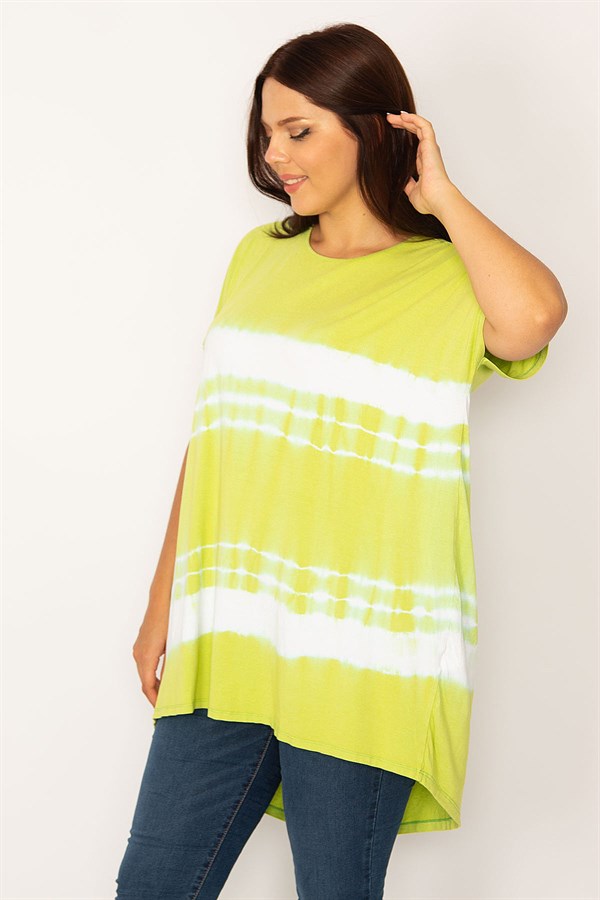 Kadın Yeşil Batik Desenli Rahat Kesim Tunik 65N34201