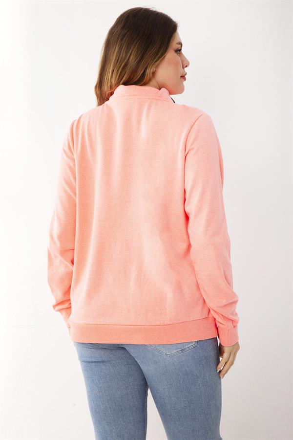 Women's Plus Size Phosphorus Stand-up Collar Inside-Red Sweatshirt 65N37211