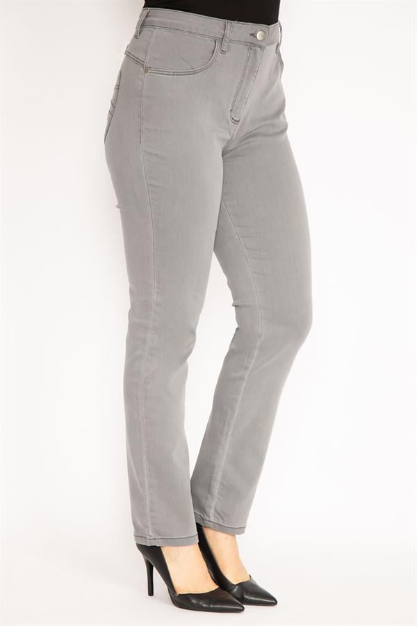 Kadın Gri 5 Cepli Likralı Kot Pantolon 65N35151