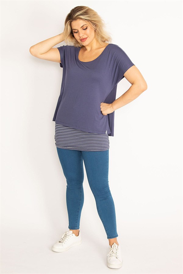 Kadın Indigo Iç Atletli Düşük Kollu Tunik 26N29660
