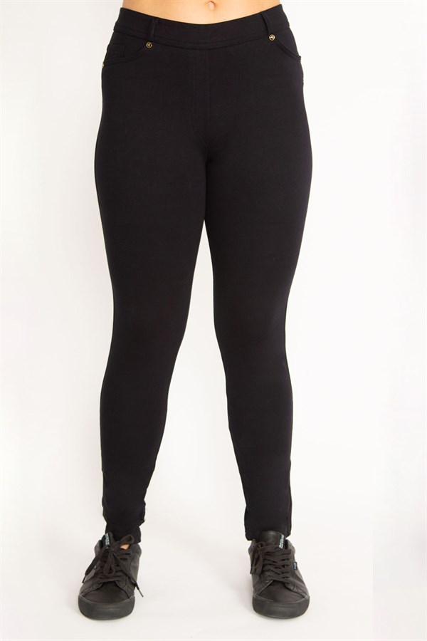 Kadın Kırmızı Ekose Desenli Süs Fermuar Cepli Tayt 65N34640