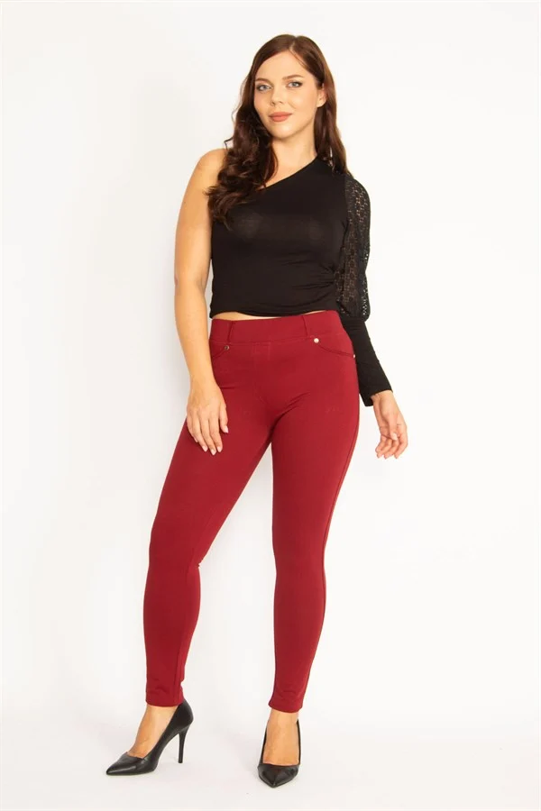 Kadın Antrasit Ön Süs Cep Ve Arka Cepli Tayt 65N34862