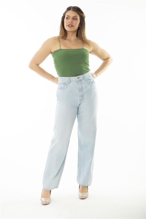 Kadın Büyük Beden Mavi 5 Cepli Kot Pantolon 65N36999