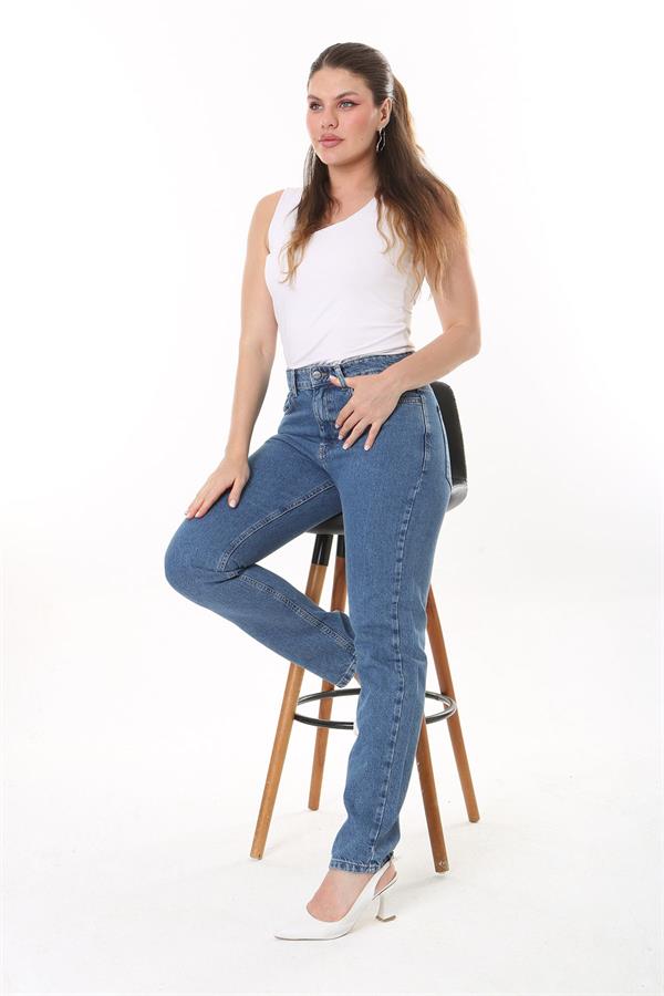 Kadın Büyük Beden Mavi 5 Cepli Kot Pantolon 65N37727