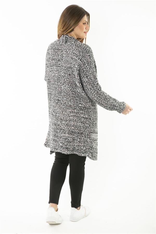 Kadın Büyük Beden Renkli Kalın Triko Hırka 65N37176