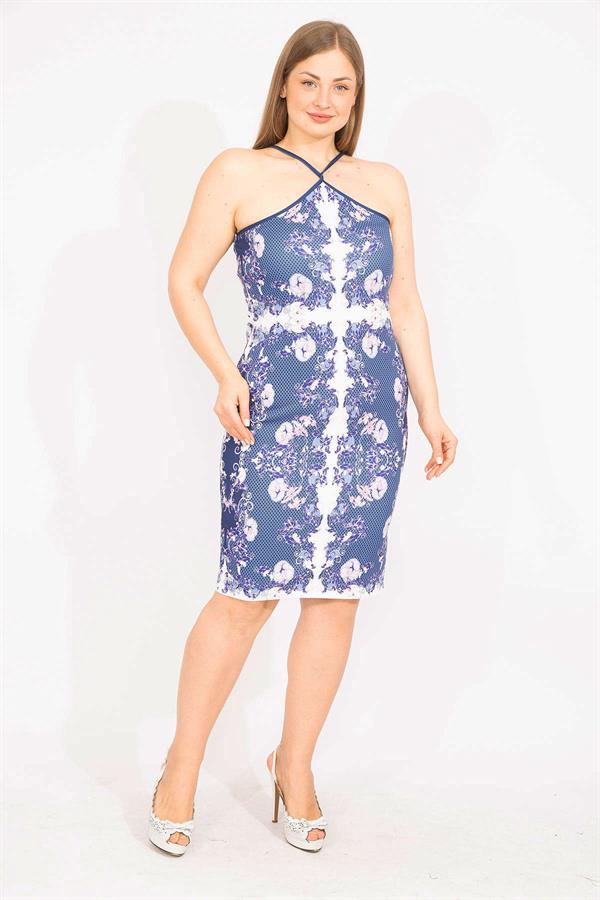 Kadın Renkli Büyük Beden Askı Boyu Ayarlı Elbise 65N35679