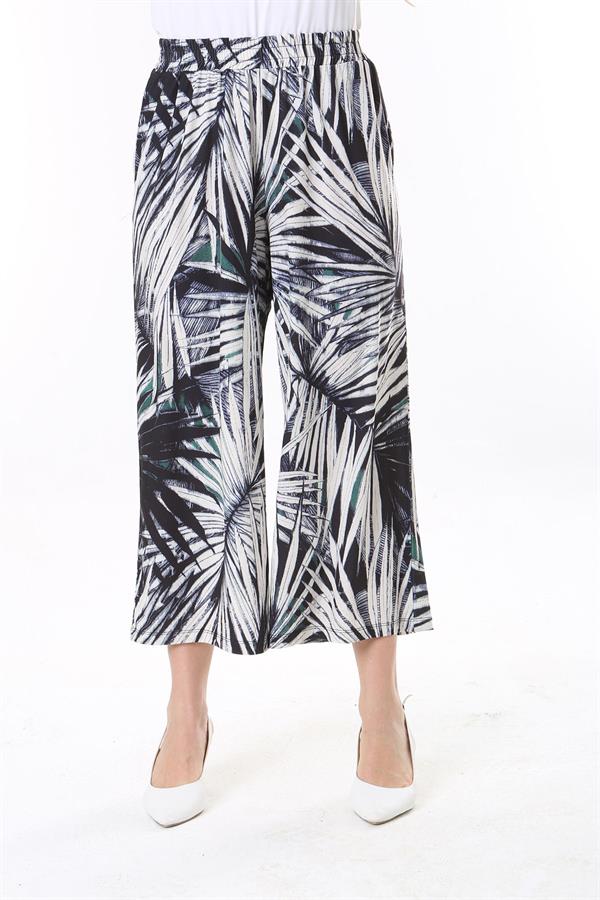 Kadın Büyük Beden Renkli Beli Lastikli Yan Cepli Desenli Pantolon 65N37842