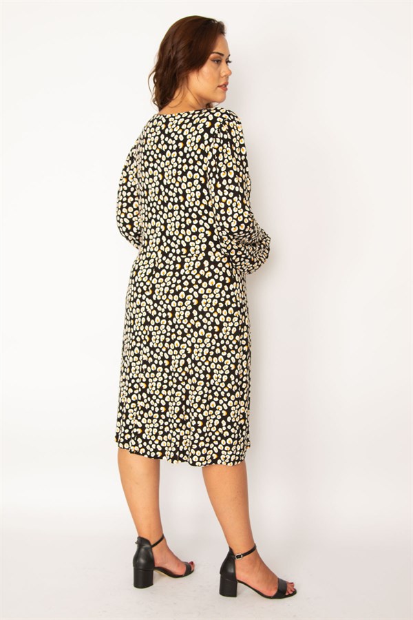 Kadın Renkli Bel Detaylı Uzun Kollu Elbise 65N34050