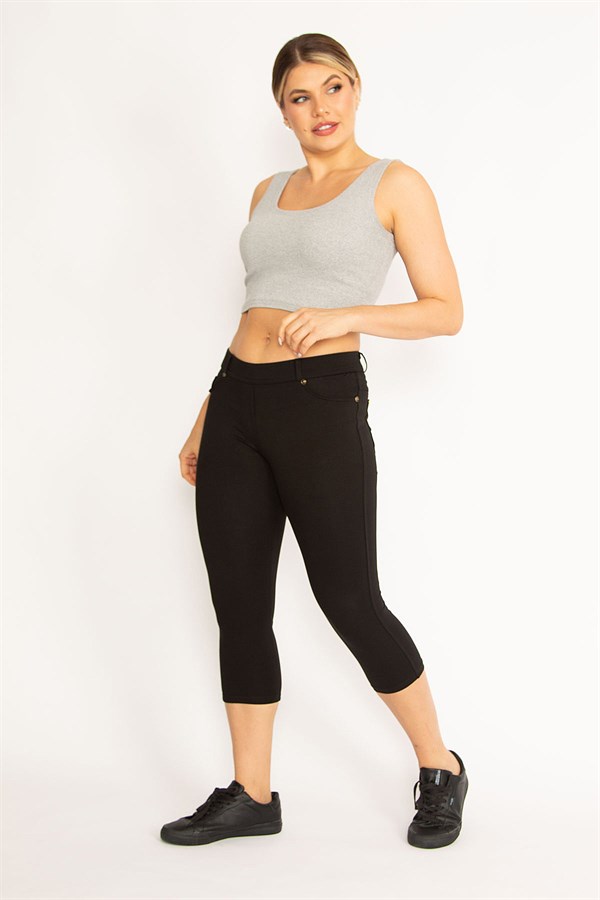 Kadın Lacivert Ön Süs Ve Arka Cepli Tayt  65N34639