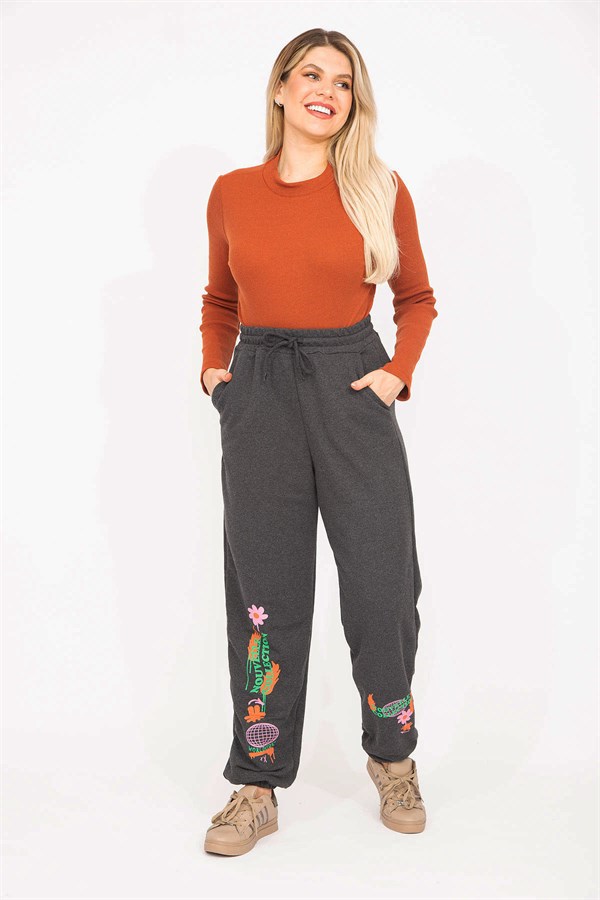 Kadın Füme Baskı Detaylı Eşofman Alt 65N35282