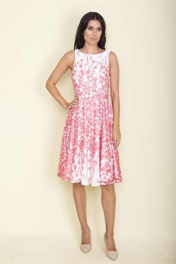 ARKA FERMUARLI ASTARLI DANTEL ELBİSE