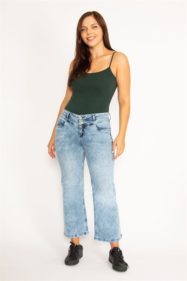 Kadın Mavi Likralı 5 Cep Kot Pantolon 65N34537