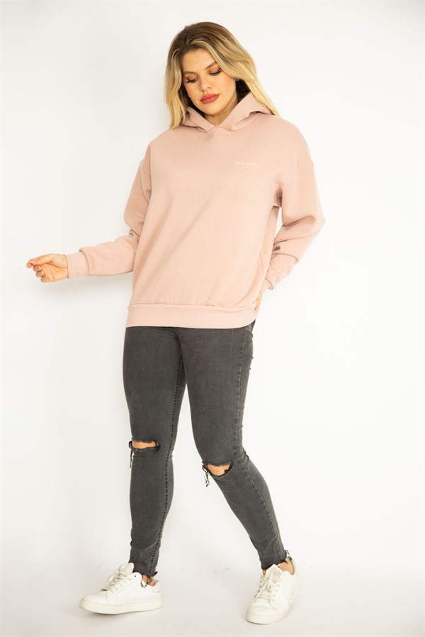 Kadın Pudra 3 İplik İçi Şardonlu Sweatshirt 65N35068