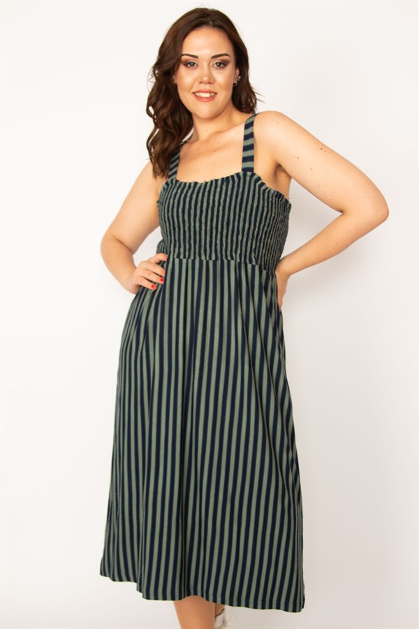 Kadın Haki  Göğüs Kısmı Gipe Lastikli Askılı Elbise 65N33482