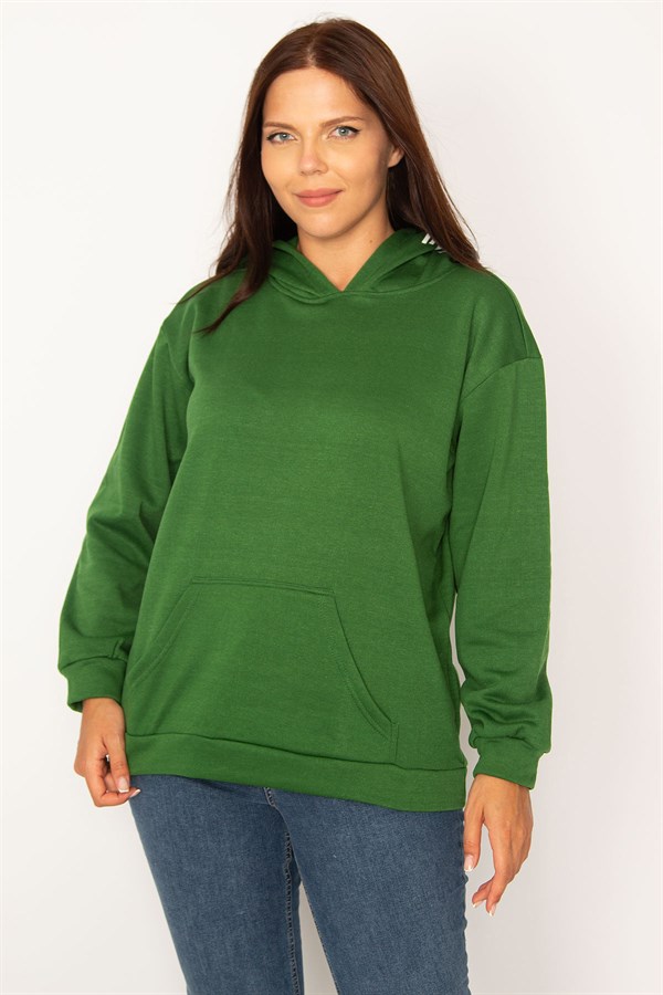 Women's White Hooded Kangaroo Pocket Fleece Sweatshirt with Raised Inside 65N34583