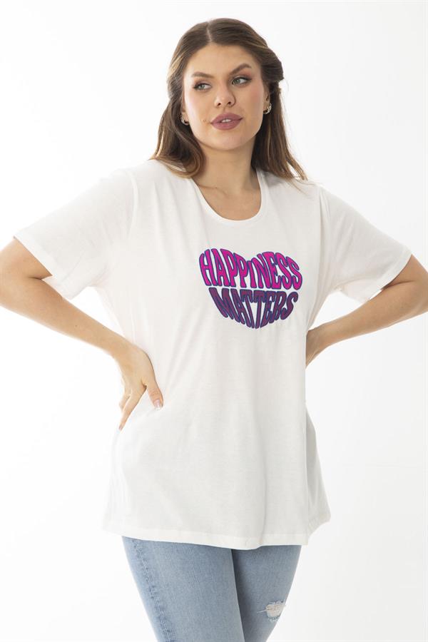 Kadın Büyük Beden Beyaz Pamuklu Kumaş Nakışlı Bluz 65N37099