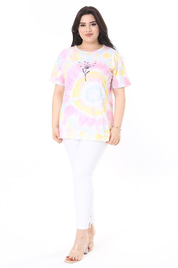 Kadın Büyük Beden Gül Kurusu Bisiklet Yakalı Kısa Kollu Bluz 65N38006