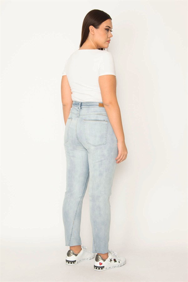 Kadın Mavi Yıkama Efektli 5 Cep Kot Pantolon 65N30966