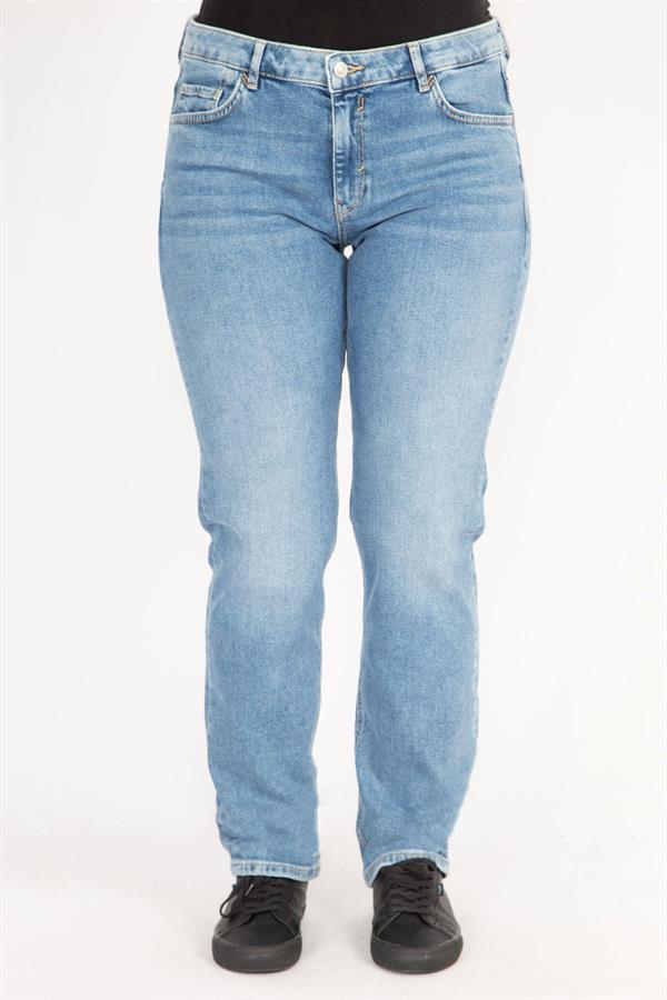 Kadın Mavi Büyük Beden 5 Cep Likralı Kot Pantolon