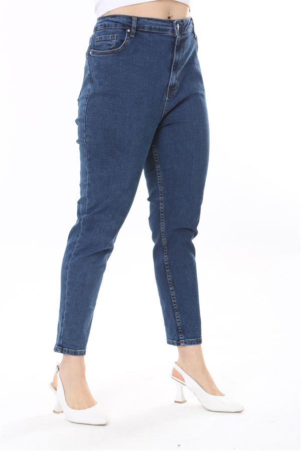 Kadın Büyük Beden Yüksek Bel Dar Paçalı Likralı Kot Pantolon 65N38089