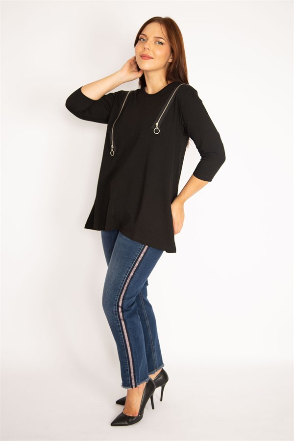 Women's Burgundy Ornamental Zippered Sweatshirt 65N34599