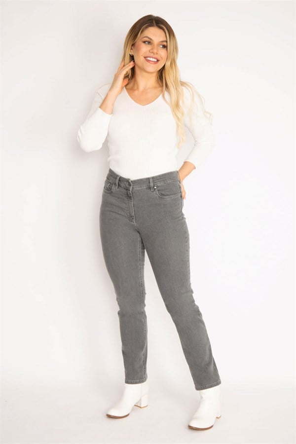 Kadın Gri 5 Cepli Kot Pantolon 65N35144