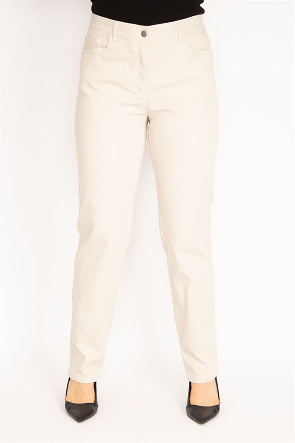 Kadın Taş Likralı Gabardin Kumaş Ön Cepli Pantolon 65N35263