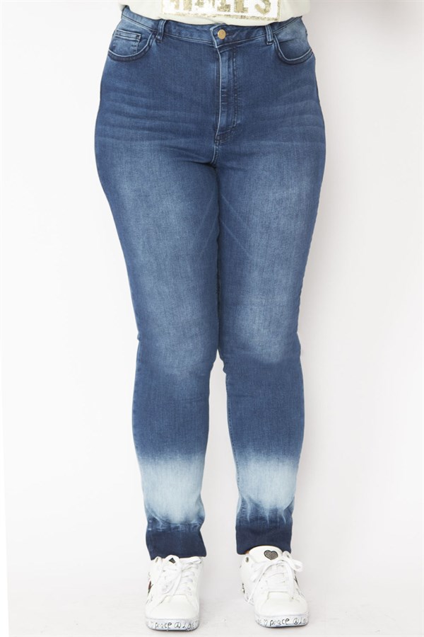 Kadın Lacivert Yıkama Efektli 5 Cep Likralı Kot Pantolon 65N28524