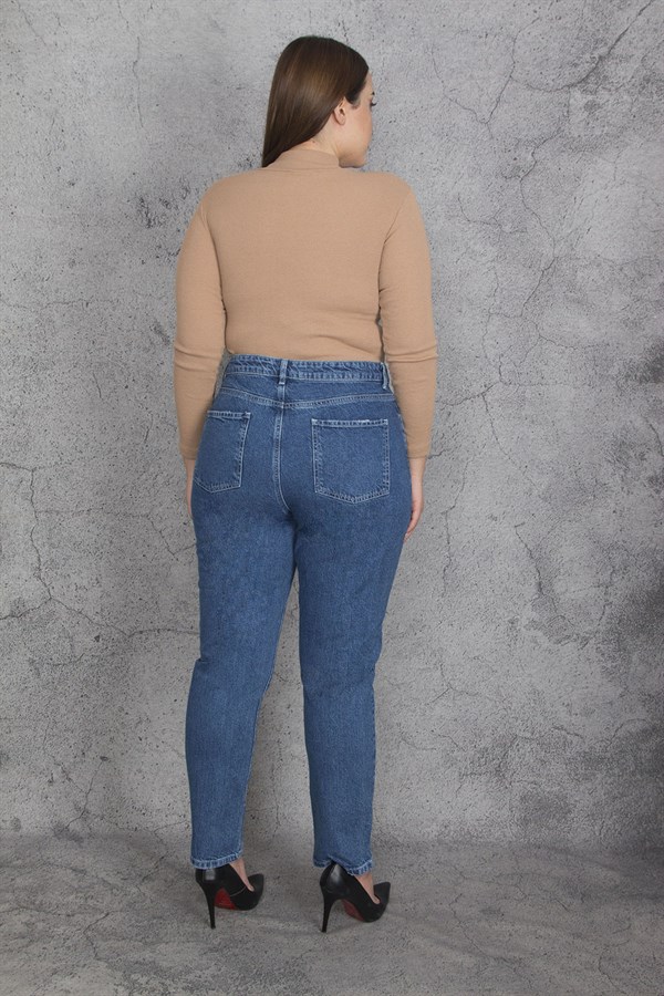 Kadın Mavi Yırtık Detaylı Kot Pantolon 65N35397