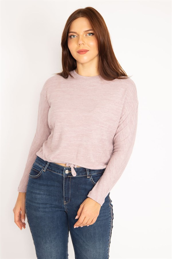 Kadın Pembe Ön Bağcıklı Bluz 65N34916