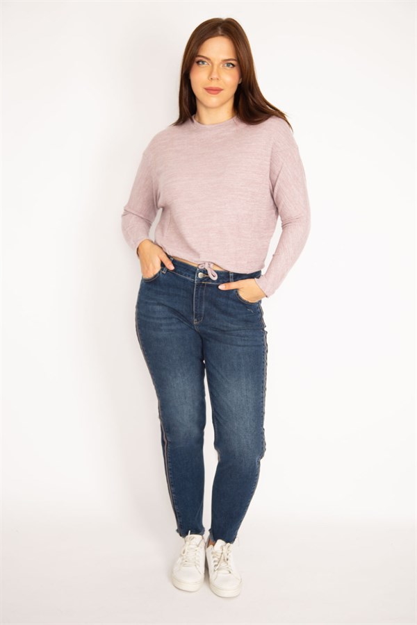 Kadın Pembe Ön Bağcıklı Bluz 65N34916