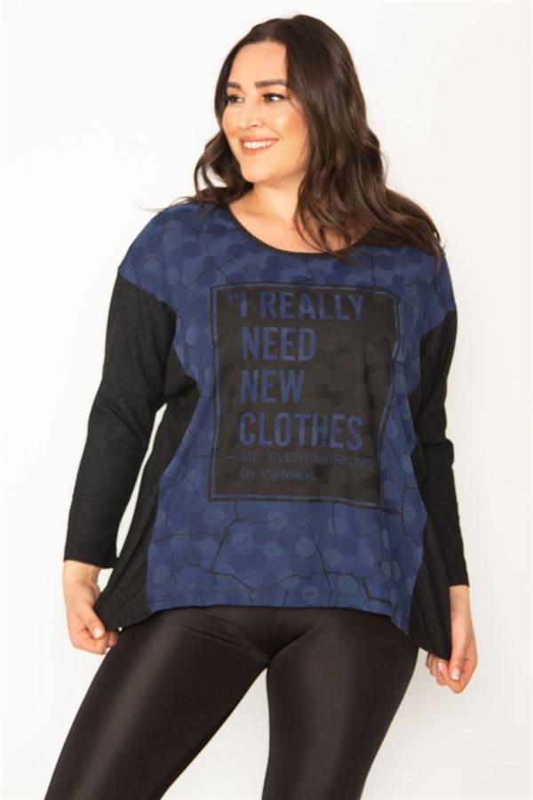 Kadın Siyah Yarasa Kol Ön Detaylı Tunik 65N31027