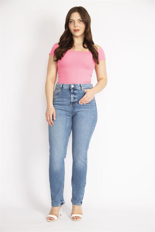 Kadın Mavi Büyük Beden 5 Cepli Kot Pantolon