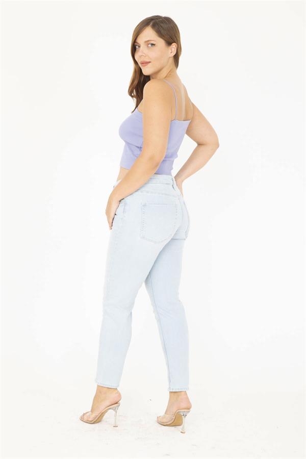 Kadın Büyük Beden Mavi 5 Cepli Kot Pantolon 65N36977