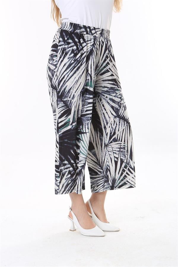 Kadın Büyük Beden Renkli Beli Lastikli Yan Cepli Desenli Pantolon 65N37842