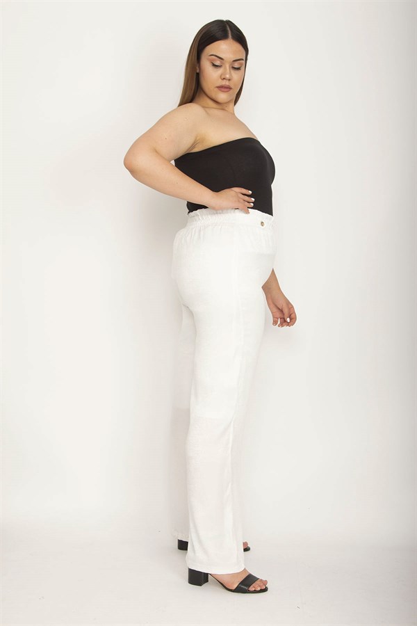 PANTALON EN SATIN DOUBLÉ POUR FEMME AVEC ÉLASTIQUE À LA TAILLE ET DESIGN DÉTAILLÉ À ÉPAULET D20/15