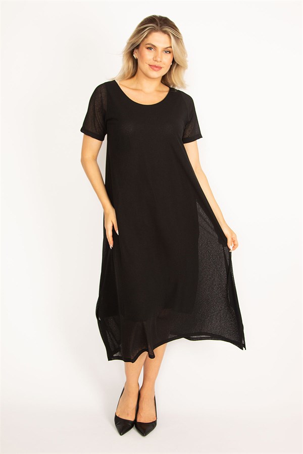 Kadın Siyah Astarlı Krep Elbise 65N34507