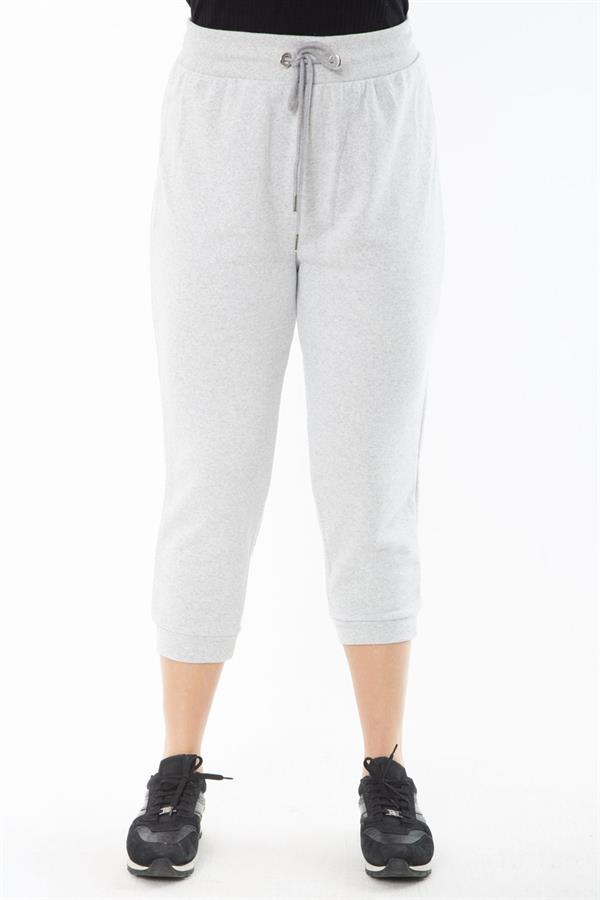 Kadın Büyük Beden Gri Kuşgözü Bağcıklı Eşofman Alt 65N37317