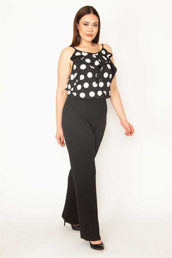 COMBINAISON ROBE NOIRE POUR FEMME, COL EN V, BRETELLES, MANCHES À VOLANTS, CEINTURE À LA TAILLE